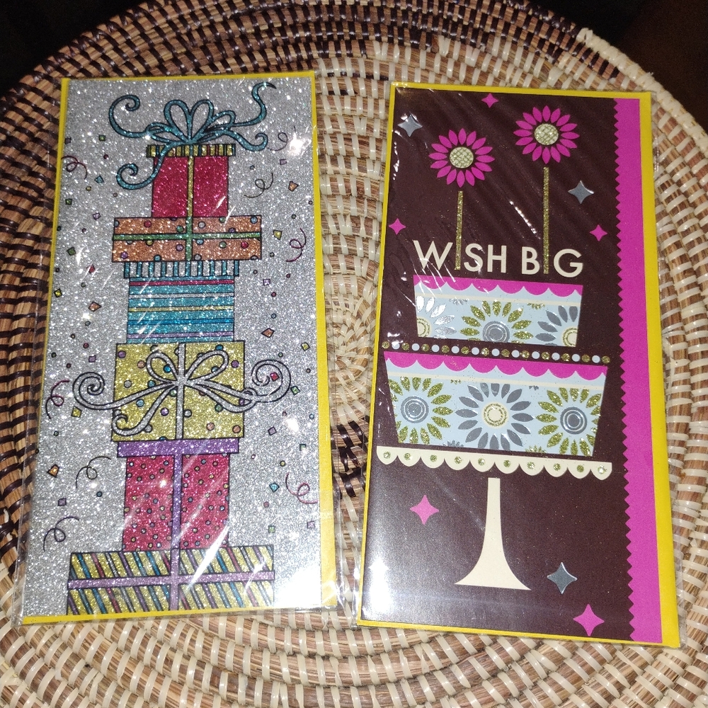 2 Festive Birthday Celebration Greeting Cards NEW